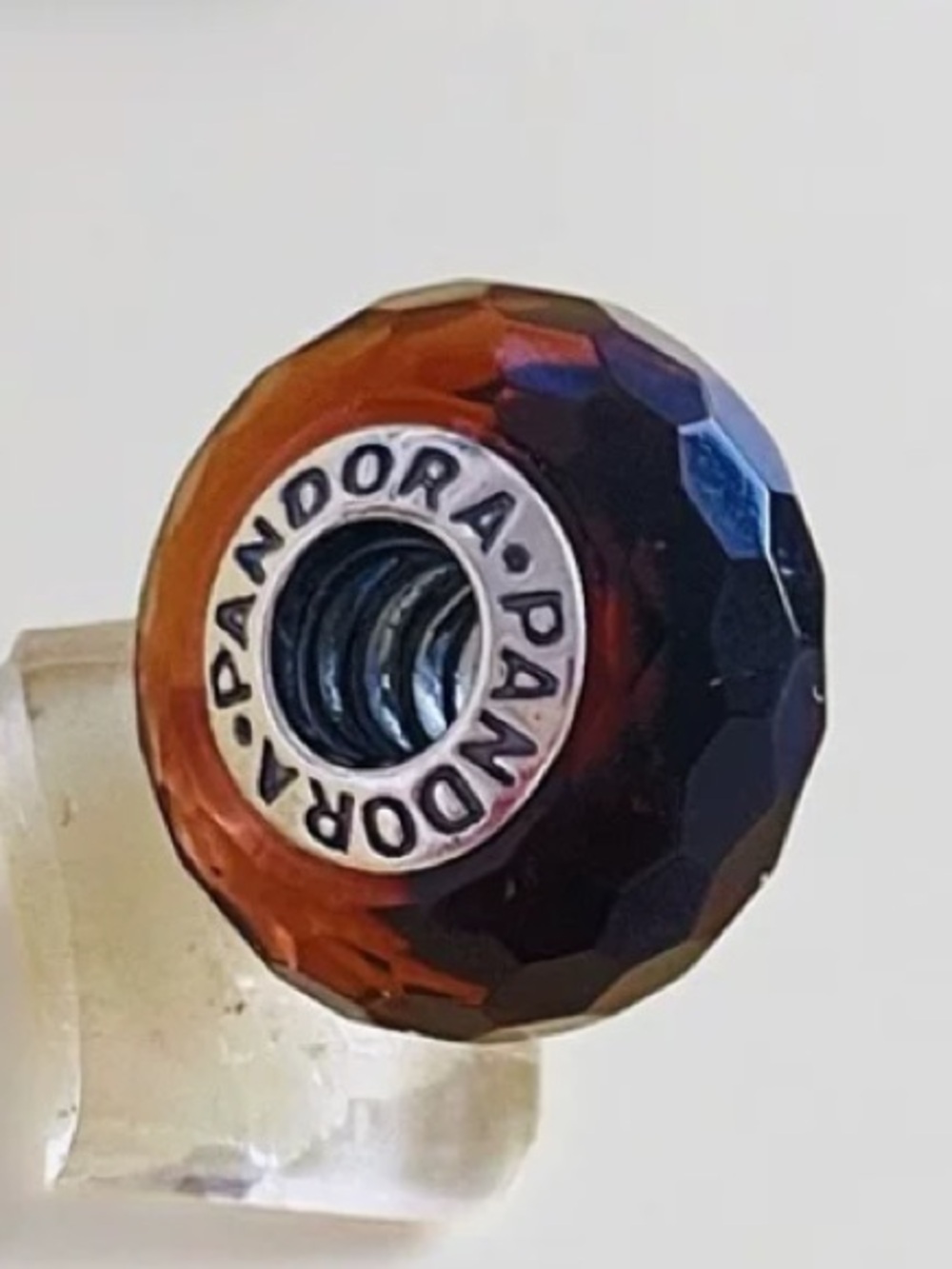 Pandora Brown Amber Faceted Murano Glass Charm